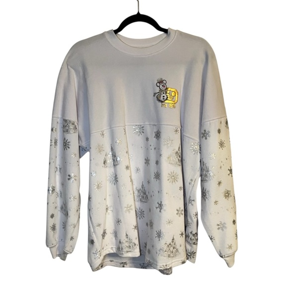 Disney World 2020 Holiday Silver & Gold Snowflake Velour Spirit Jersey SMALL NWT - Picture 1 of 7